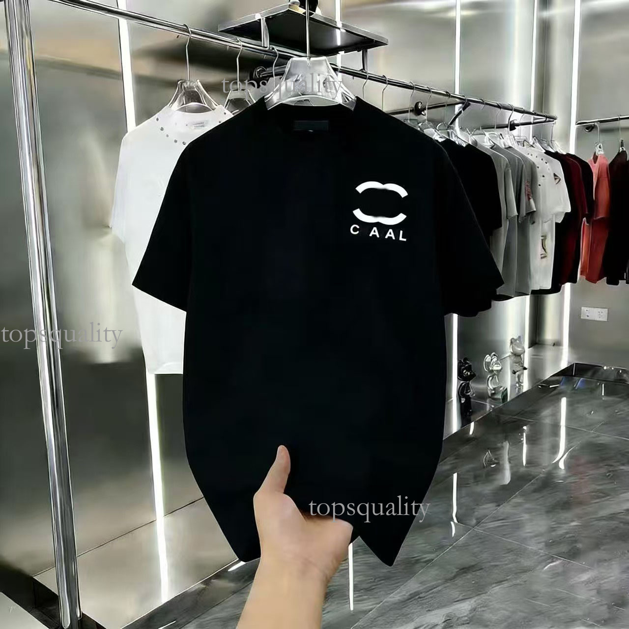 Channels Shirt Summer Mens Designer High Quality Casual Man Womens Cc Round Neck Embroidered Chan Letters Print Sleeves Top Sell Luxury Fashion Chan