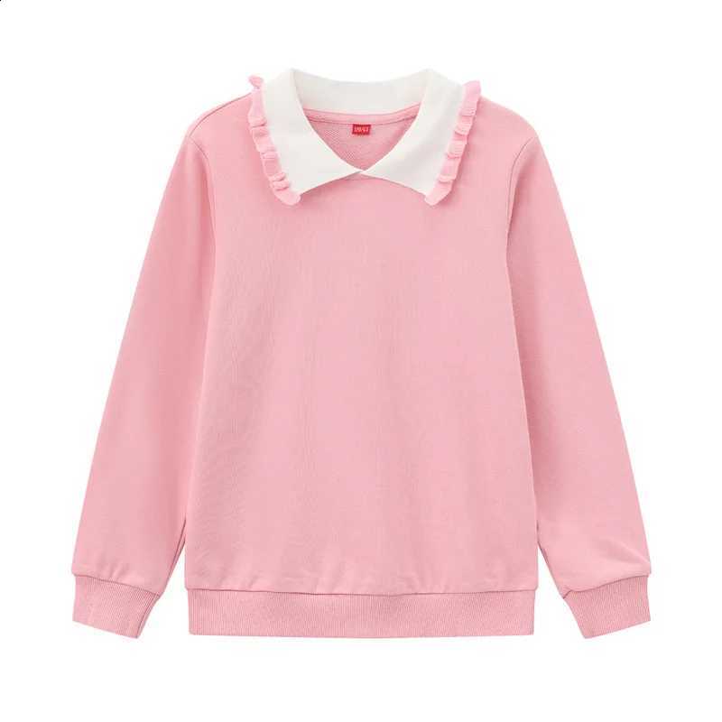 Turn-down Girls' Spring Sweatshirt Teenager Collar Plover Autumn Solid Color Sports Tracksuit Children Fashion Loose TopsW260917