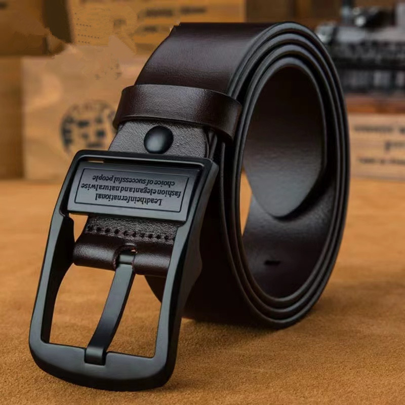 New Leather Cowhide Men's Belt Fashion Metal Alloy Pin Buckle Adult Luxury Brand Jeans Business Casual Waist Male Strap Brand zdfhzd