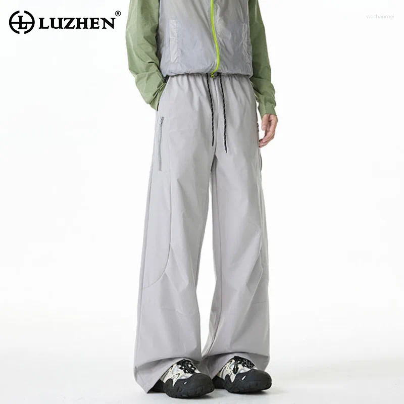 Men's Pants LUZHEN 2026 Stylish Solid Color Pleated Design Straight Outdoor Casual Fashion Mountaineering Trousers JY8667