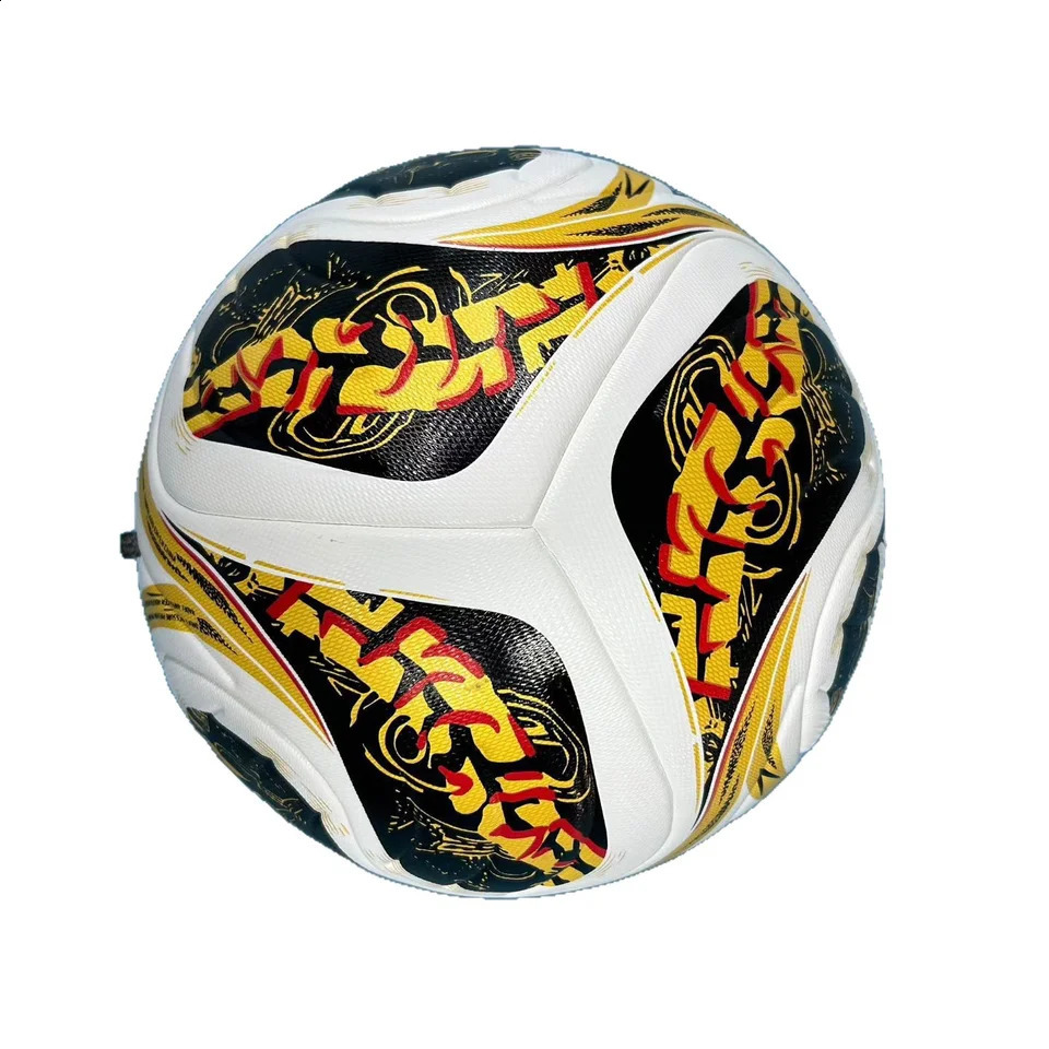 Size 5 High Quality PU Leather Thermal Bonded Gold Foil Printing Professional Match Soccer Ball High Abrasion Resistance Custom 260917