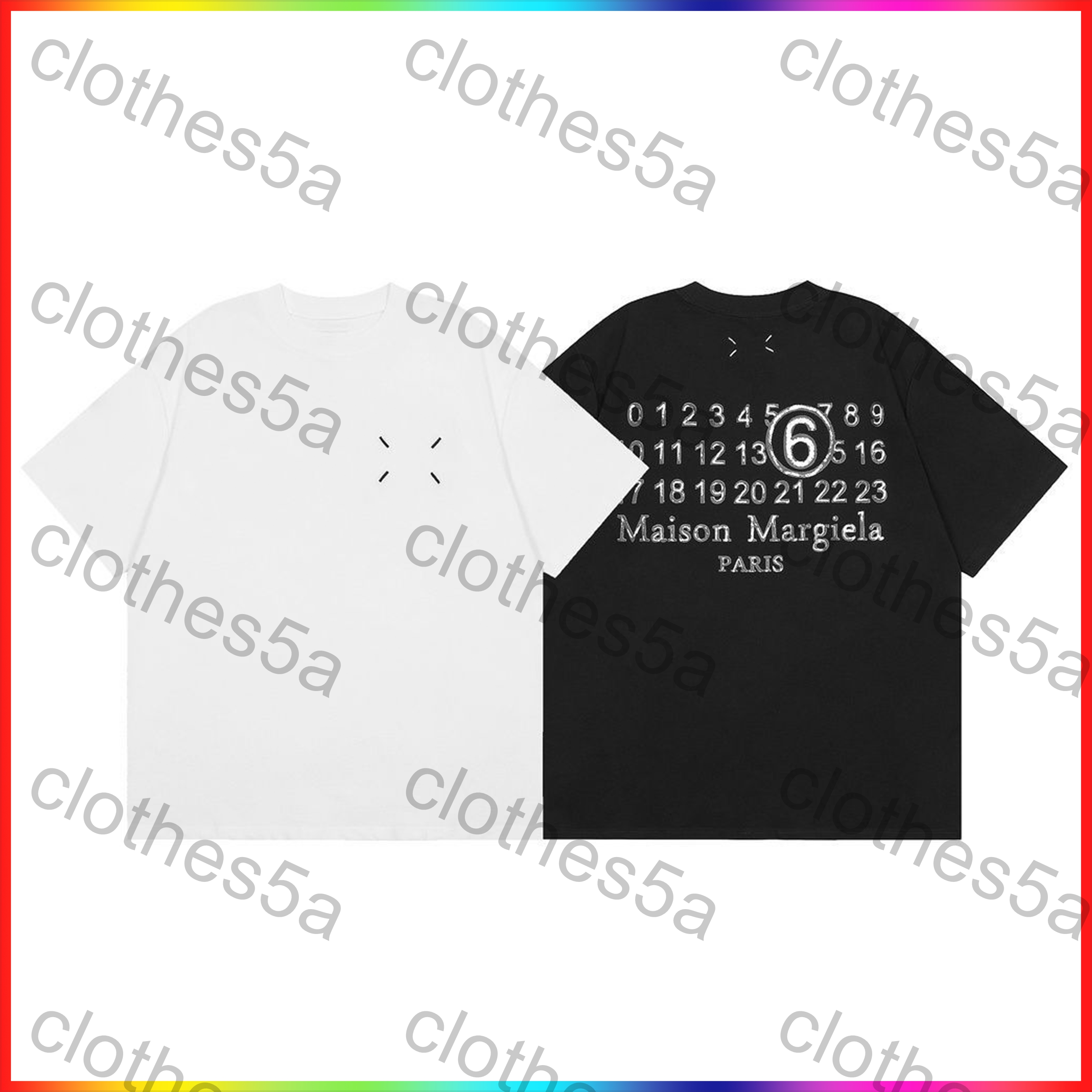 5A 2026 mens designer t shirt MM6 Digital graphic tee shirt Round Neck Trendy Top Tees Summe Leisure Comfortable Hip Hop Street Short Sleeved T Shir
