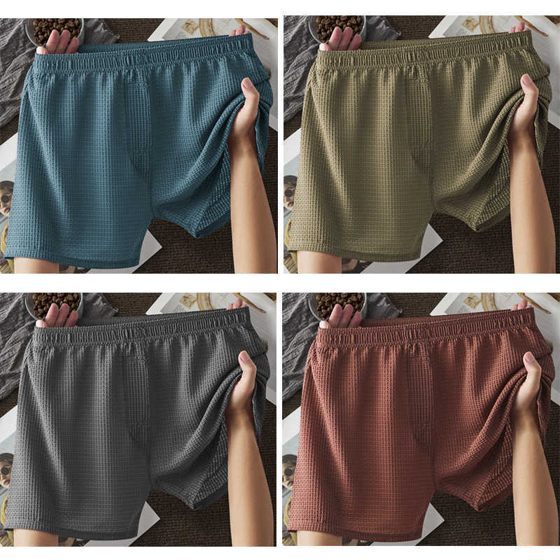 Boxer Underpants 4pcs Shorts Men's Ice Silk Underwear Plus Size Underpants Cool Breathable Loose Panties Summer Thin Mesh Comfortable Panty D26
