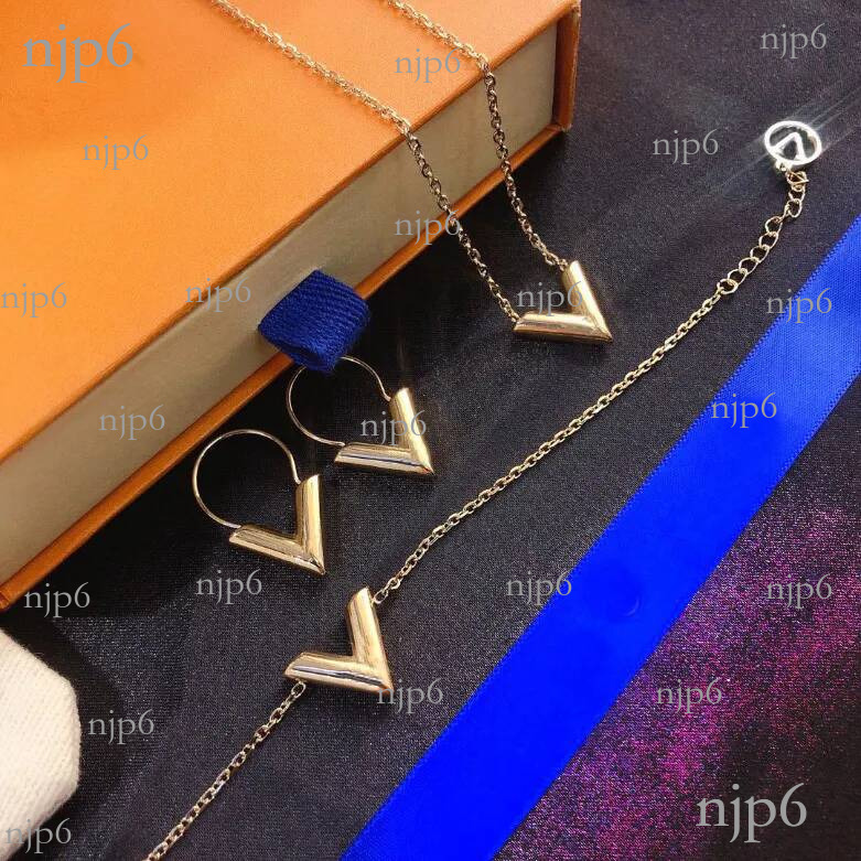 Letter Set Fashion Girls Blue Necklace Designer Brand Earring Spring Accessories New 18K Gold Bracelet Wedding Party Gifts