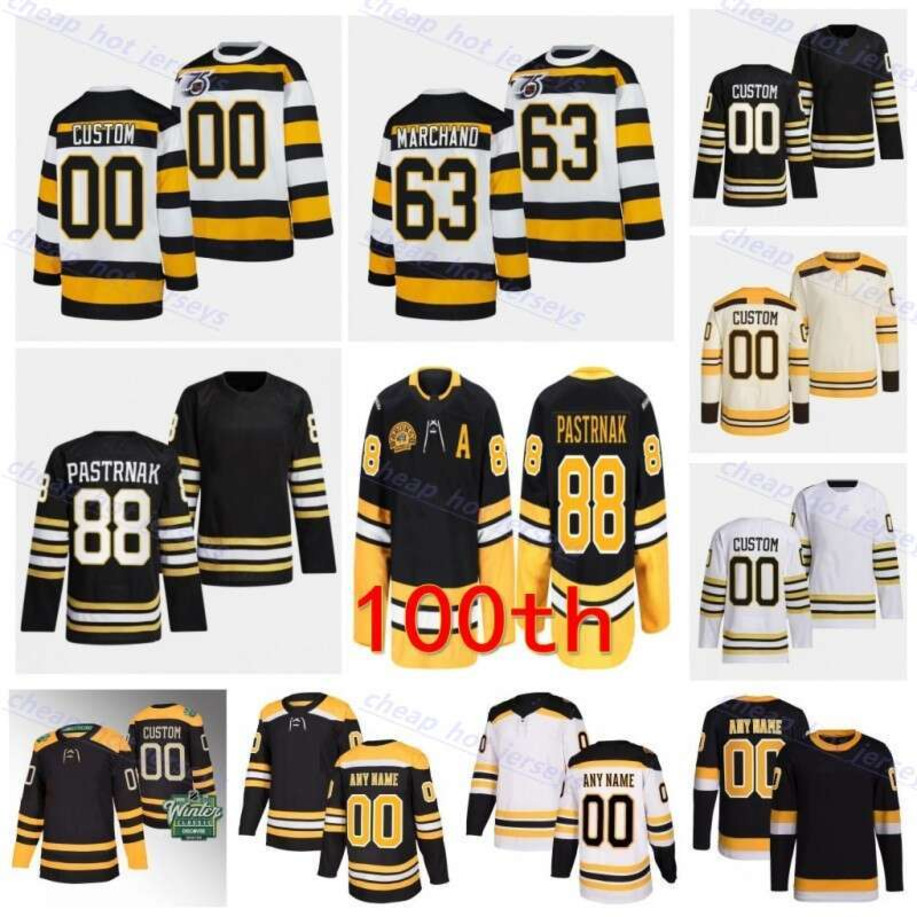 100th Anniversary Hockey 88 David Pastrnak Jersey 63 Brad Marchand 37 Patrice Bergeron 18 Pavel Zacha 46 David Krejci 27 Hampus Lindholm Charlie McA