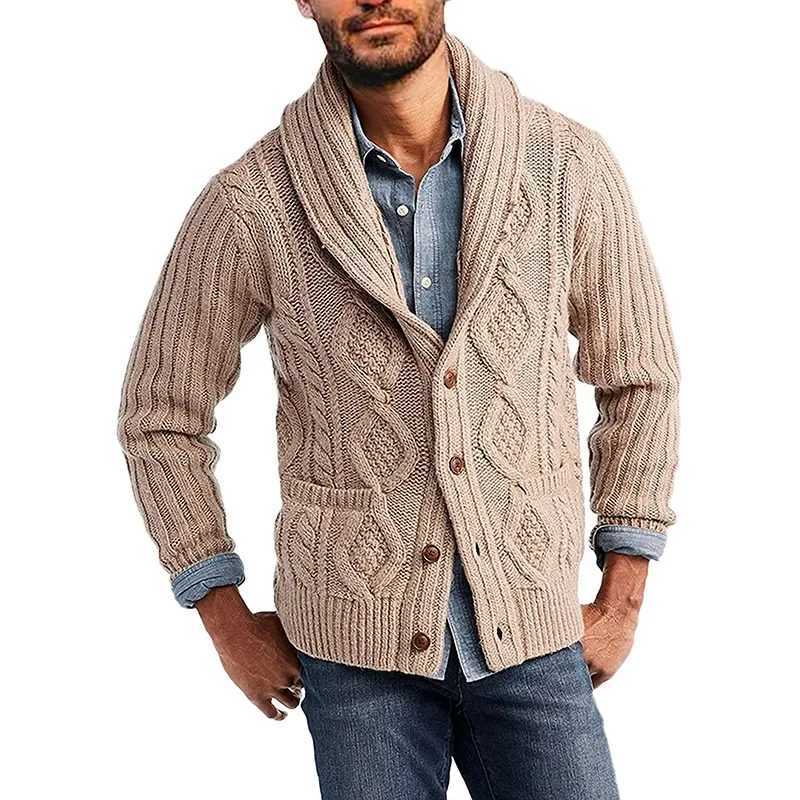 Sweater Mens Autumn Winter Solid Color Long Sleeve Knitted Jacket Cardigans Sweater Coats Large Size Ropa Hombre S260918LWMX