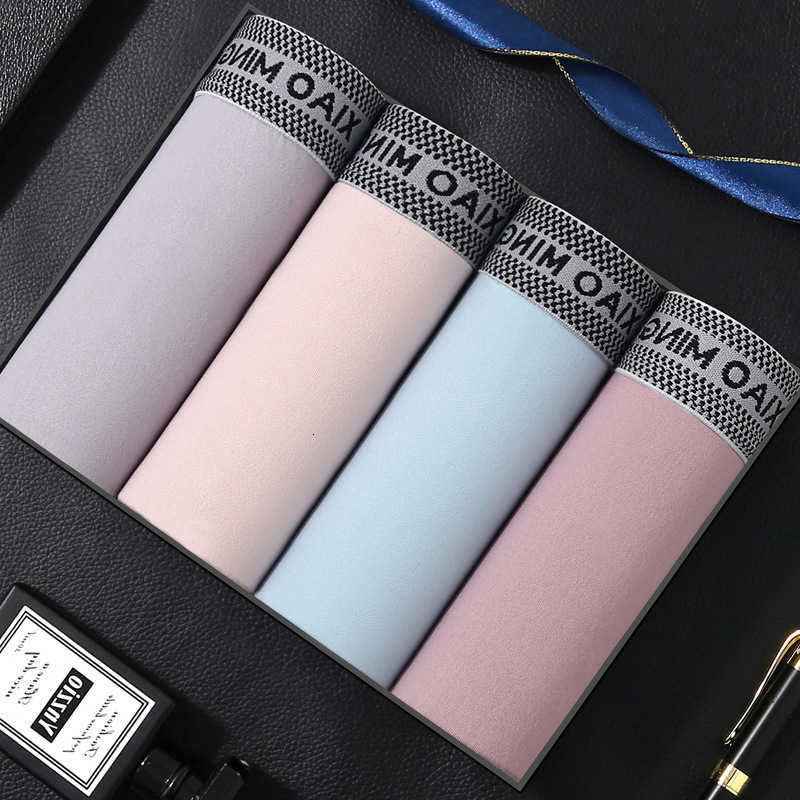 4Pcs Men's Panties Men's Underpants Boxers Youth Mid-waist Four-corner Pants Large Size Pants Boxer Shorts Male Comfortable Underpants D26