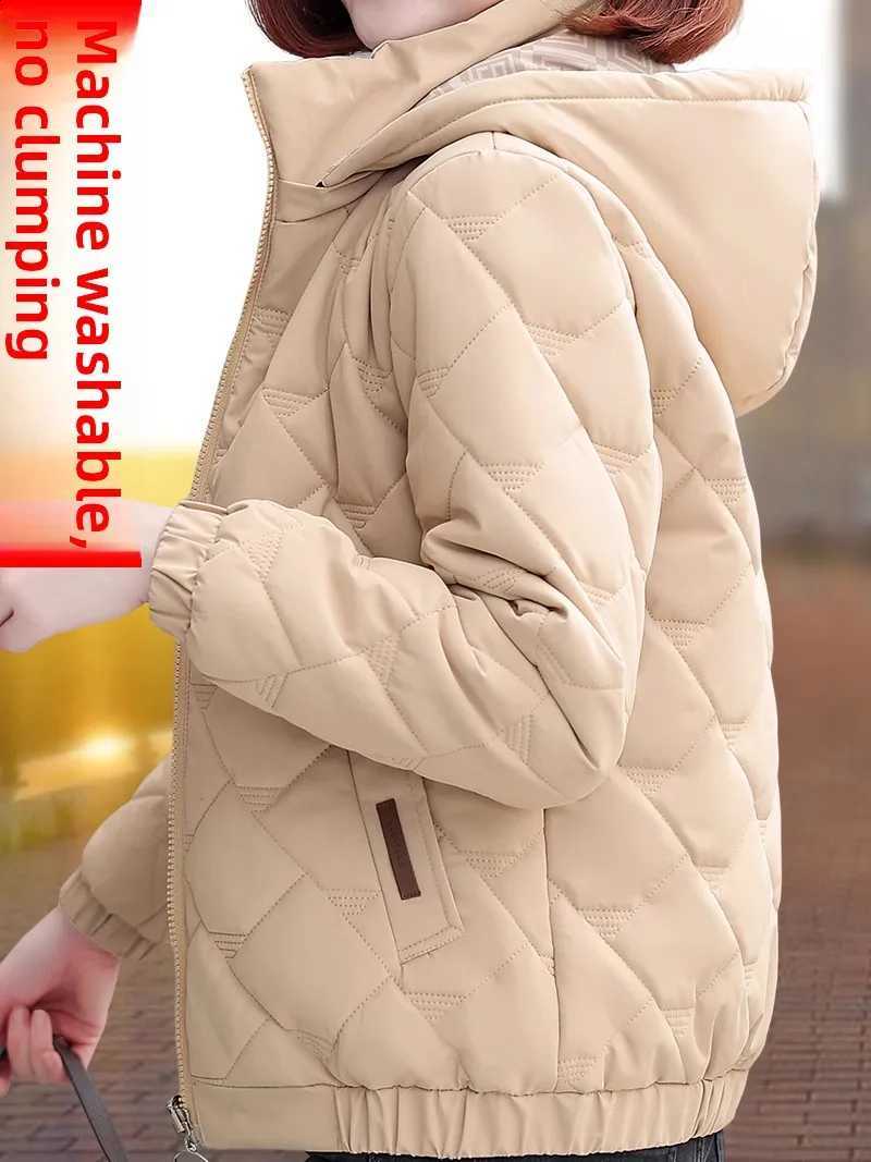 Women's Short down Cotton Jacket Warmth Outerwear Winter Coat plus Size Fluffy Coat Slimming Thickened Zipper Closure H260917
