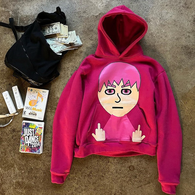 2024 New Cartoon Anime Pullover Hoodie Winter High Street Round Neck Fleece Girl Sweatshirt