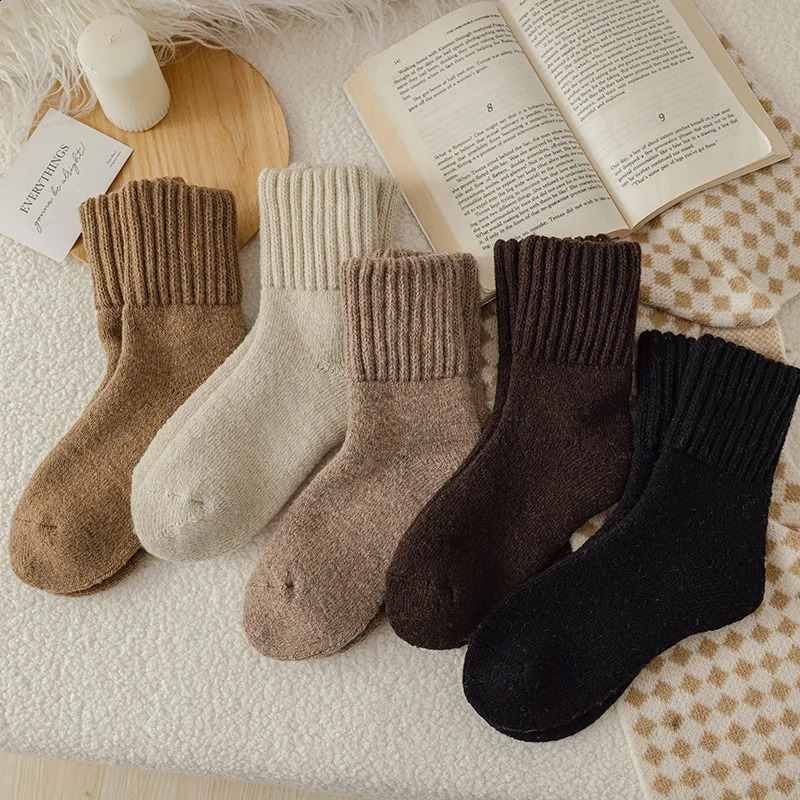 SP CITY Winter Thickened Wool Socks Womens Breathable Comfortable Plush Low Tube Snow Socks Korean Simple Warm Cashmere Socks 260917