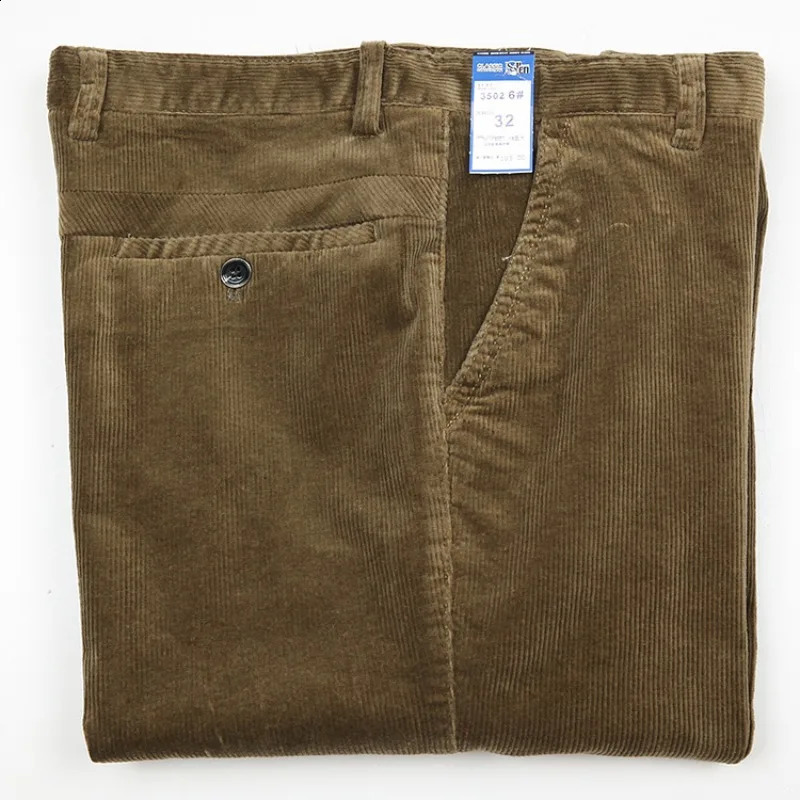Arrival Fashion Autumn Winter Thick Striped Velvet High Waisted Loose Elastic Men's Casual Pants Corduroy Plus Size 29-42 260917