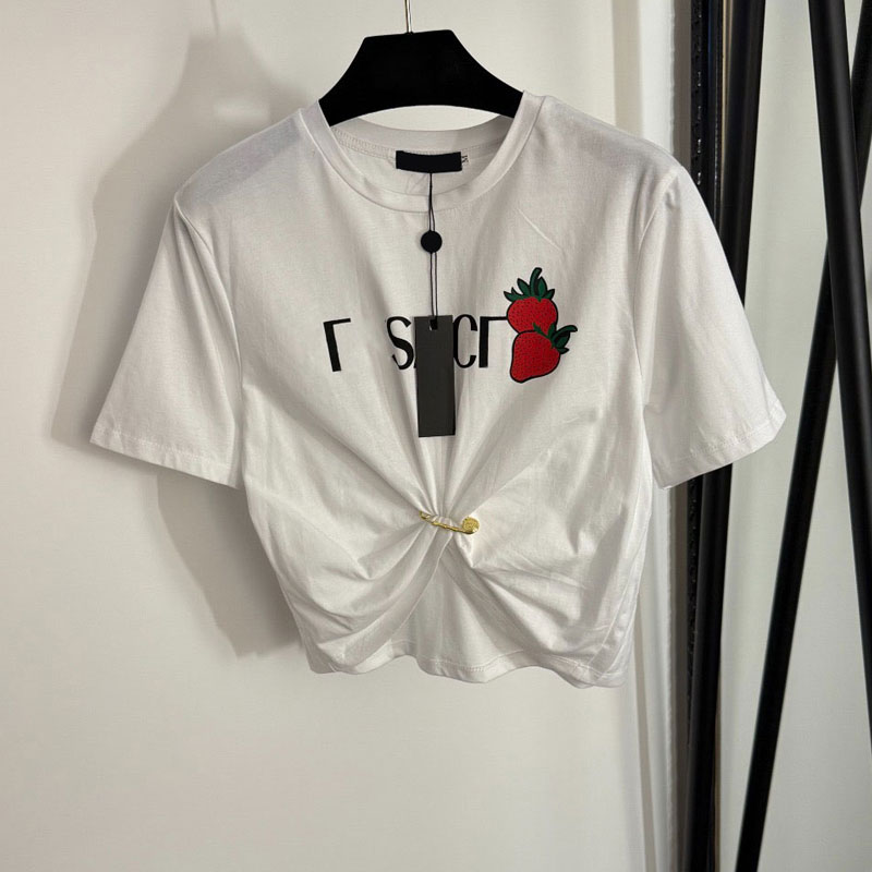2026 Designers Women's T-Shirt Chest Letter Shirt Casual Fashion crop summer autumn New letter printed pin waisted short navel-baring short-sle