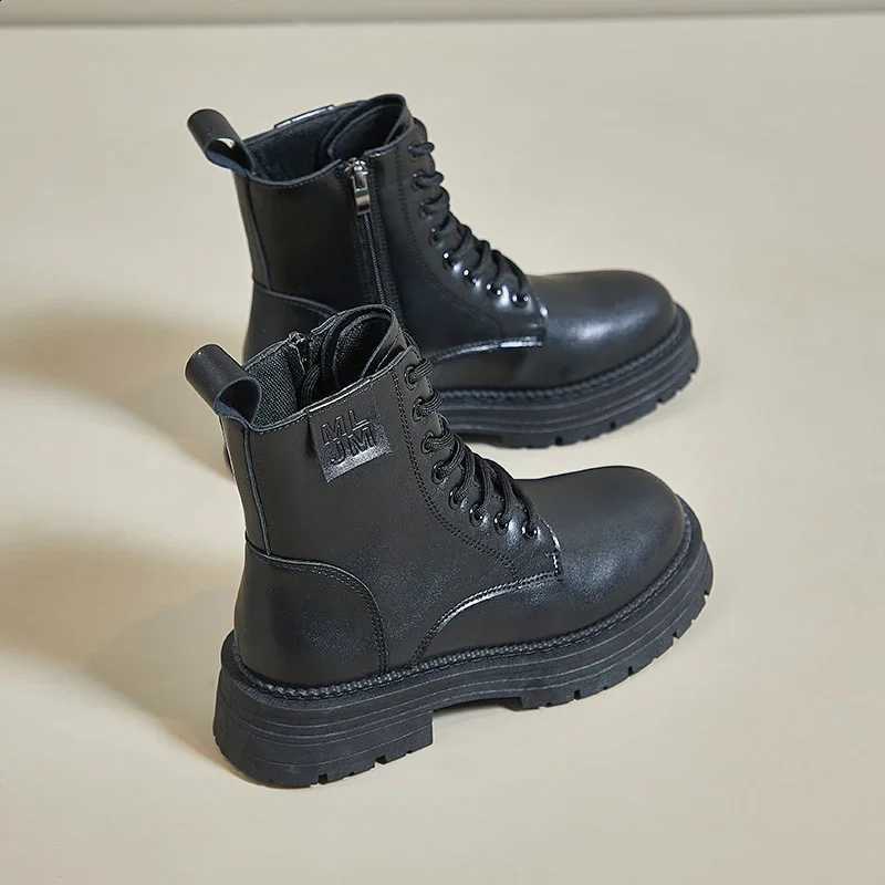 2024 New Boots Shoes Women Zipper Black Genuine Lolita Leather Ladies Autumn Rock Winter Boots Genuine Leather Fur Boots-W D2609161