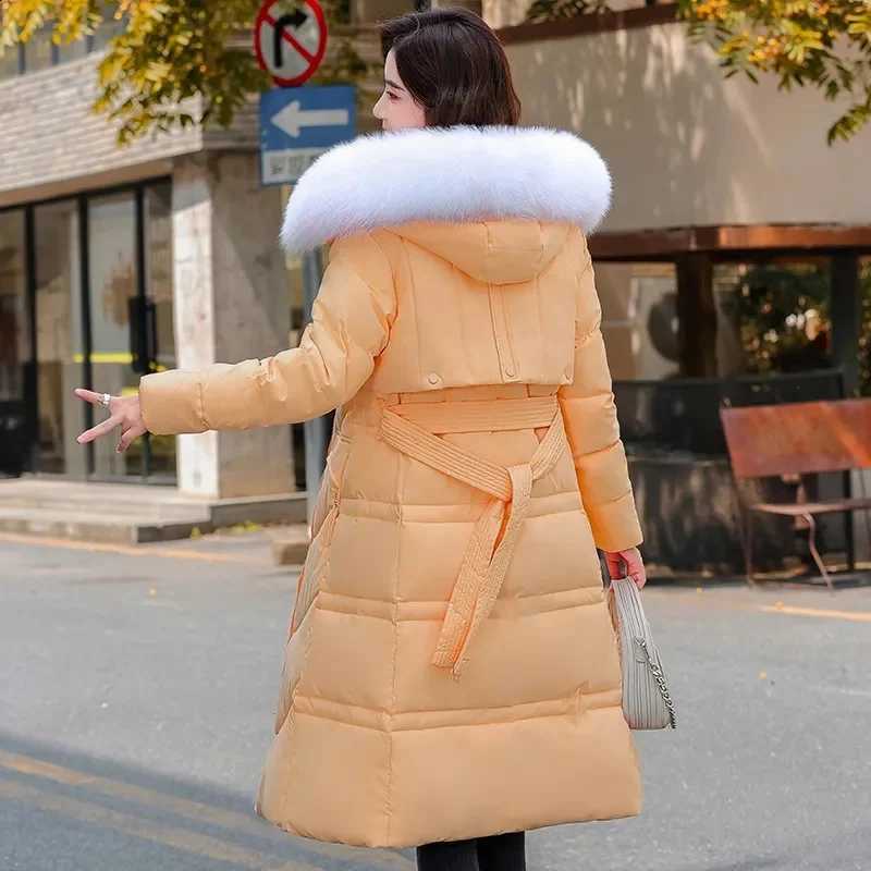 New Down Jacket Women Parkas 2025 Winter Long Thick Warm Cotton Padded Coat Fashion Slim Windbreaker Outdoor Cold Outwear Female H260917