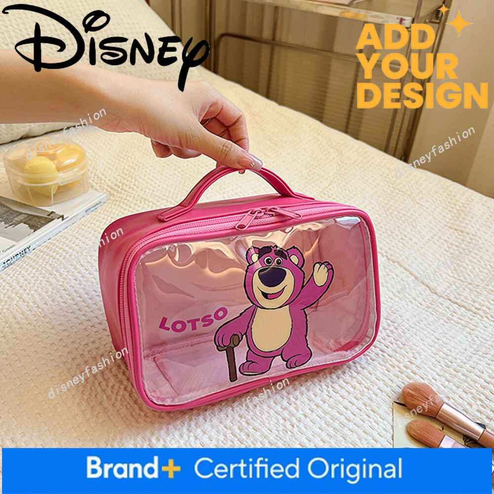Stylish and cute strawberry bear design, large-capacity cosmetic portable travel toiletry bag, handheld transparent cartoon storage bag 47