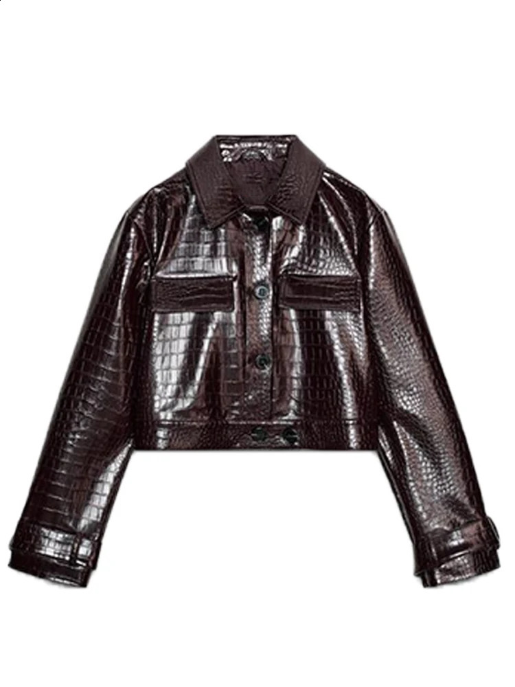 Y2K Punk Embossed Leather Coat Pants Set Womens Chic Lapel Cropped Jacket Matching High Waist Pant Streetwear Lady Outfit 260918