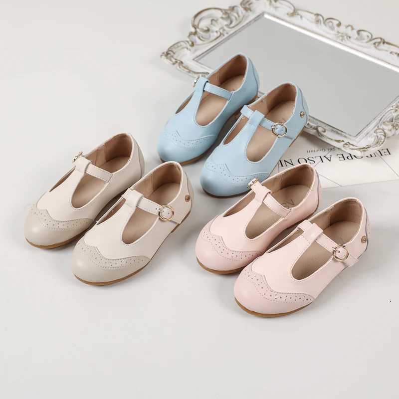 AS New Kids Shoes Children Princess Shoes Baby Girls Beige Leather Shoes Toddler Fashion Flats Soft Sweet Shoes Party Mary Jane Q260916
