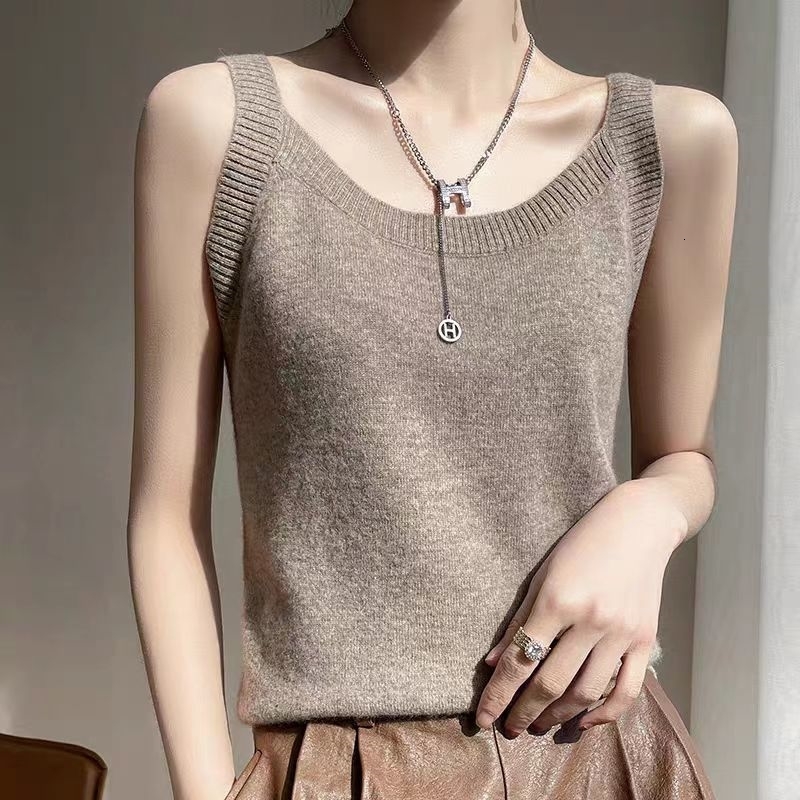 Basic Sleeveless Knit Top for Women Solid Soft Sweater Vest Office Lady Elegant Summer Outfit y260905