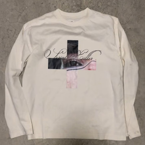 2025 new cross-border autumn/winter collection: trendy American retro patchwork round-neck long-sleeve T-shirt for men and women 3f