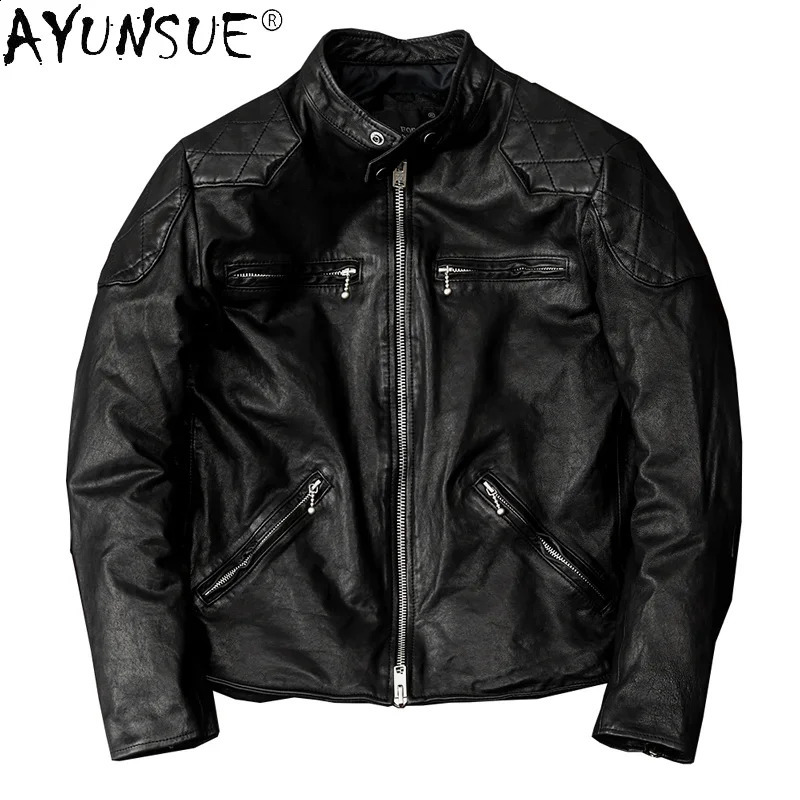 AYUNSUE Sheepskin Coat Genuine Leather Jacket Motorcycle Coats and Jackets Korean Men Clothing Chaqueta De Cuero Hombre 260917