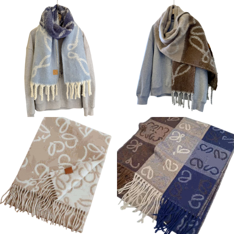 Winter Scarfs Designer Women Elegant Solid Color Scarf Vintage Pattern Cashmere Scarves Couple Keep Warm Oversized Plush Wrap Shawl Cold Weather Win