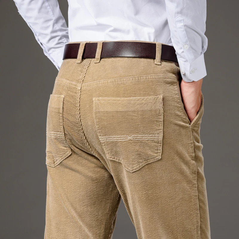Corduroy Men's Business Casual Pants Fashion Comfortable Khaki Slim Straight Trousers Classic Male Clothing Pants 260917