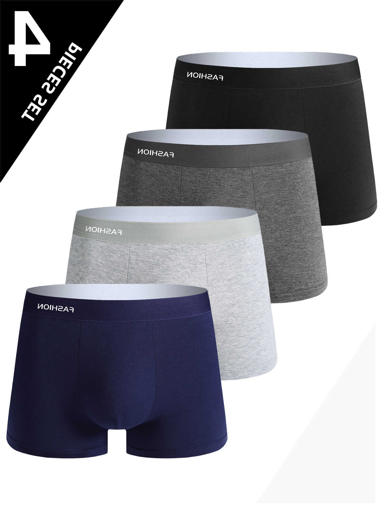 4 Pieces Mens Underwear Underpants Soft and Fashionable Personality Solid Color Boxer Men's Briefs Sports Breathable Boxer Briefs D260918