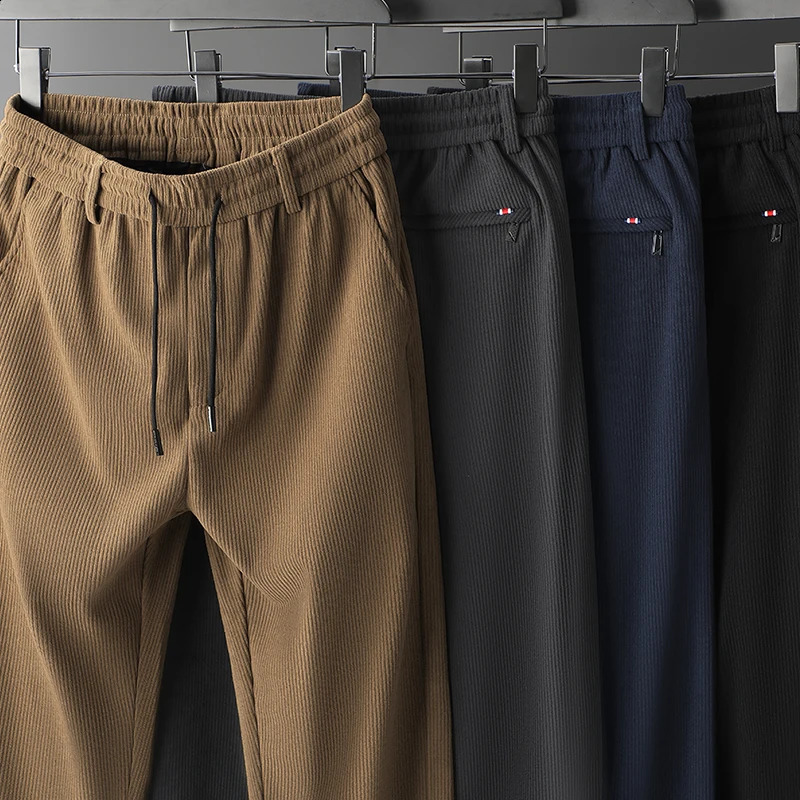 MINGYU Clothing Autumn Winter Corduroy Pants Men Elastic Waist Straight Thick Korea Outdoors Casual Trouser Gift Plus Size 260917