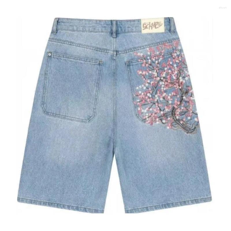 All-match Jeans Pants For Woman Straight Pant Hip Hop Street Style Retro Simple Commuting Flower Embroidery Loose Contrast