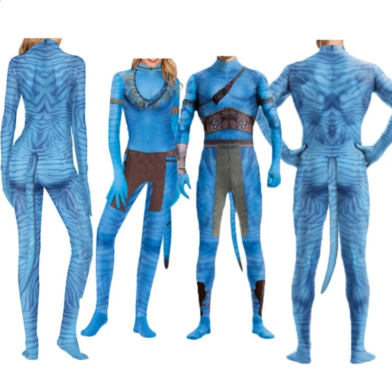 Avatar Halloween Costume For Adult Women Men Avatar The Way of Water Tail Bodysuit Cosplay Alien Costume Birthday Party Clothes 260918