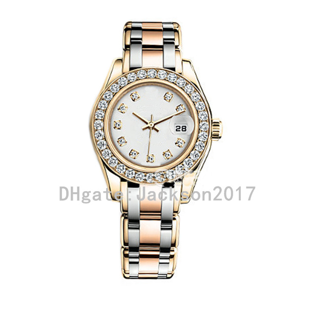 Ladies Watch 28mm White Dial Diamond Bezel 2813 Mechanical Automatic Stainless Steel Two Tone Rose Gold 80299 80318 Women's Watches woman wrist