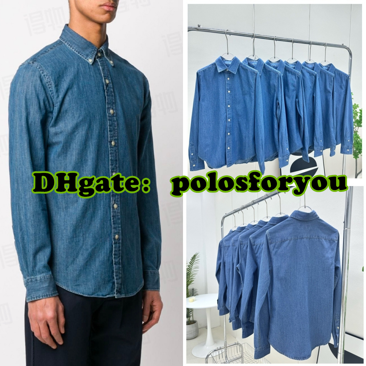 Chemise Homme Blouse Polo Vintage Denim Blouse Mens Women's Designer Button Up Men Classic Style Corlorful Embroidered Shirt Old Money Tops