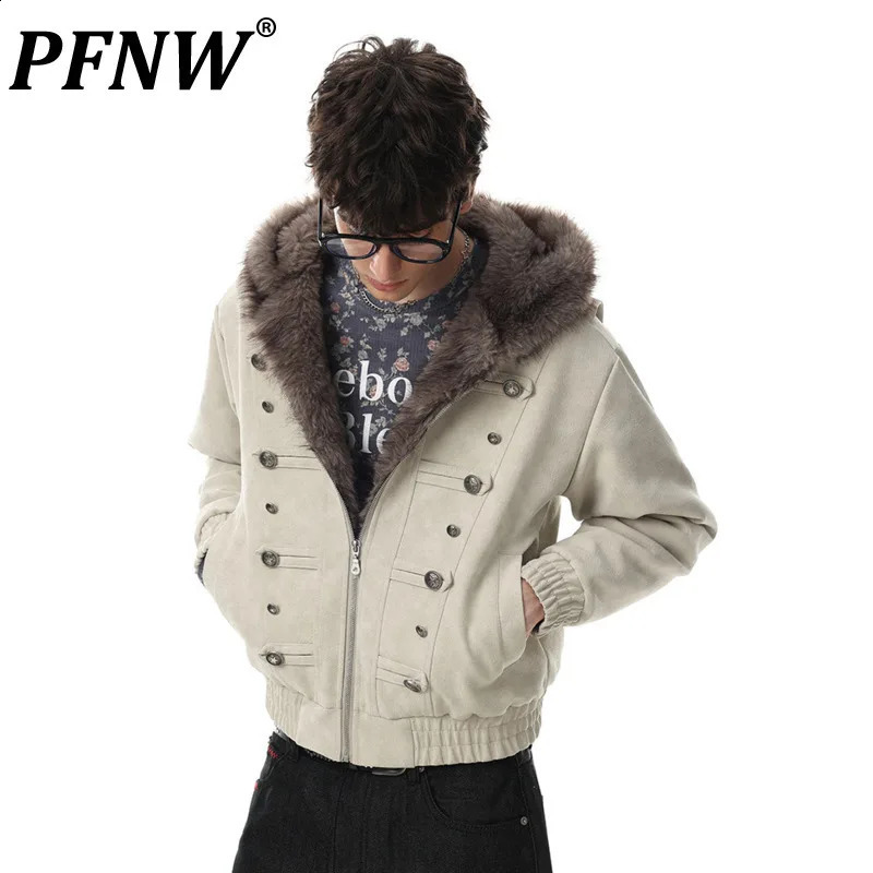 PFNW American Street Mountain Carved Fur Collar Cotton Jacket Mens Fashion Hooded Warm Jackets 2026 Autumn tides 28L3584 260918