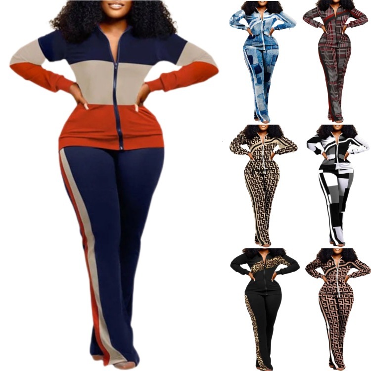 2026 Autumn Winter European and American Women's Fashion Station Trade Long Sleeve Zipper Slim Fit Long Pants Set Neat