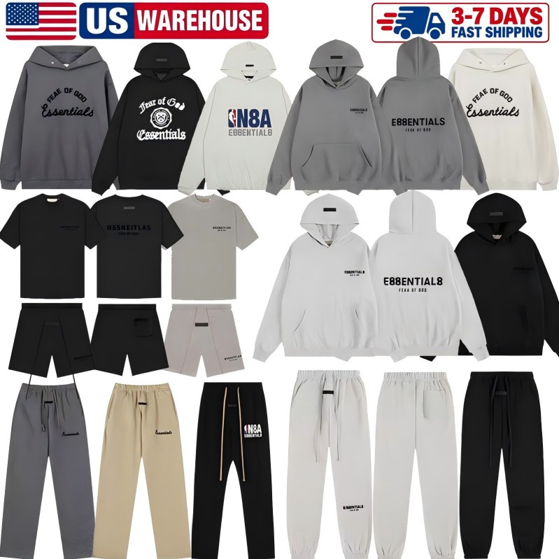 Mens Essentials Streetwear Hoodies T-Shirts Sweatpants Shorts Casual Oversized Loose Fit Tracksuit Sportswear Pullover Tops Jogger Pants Winter Fash