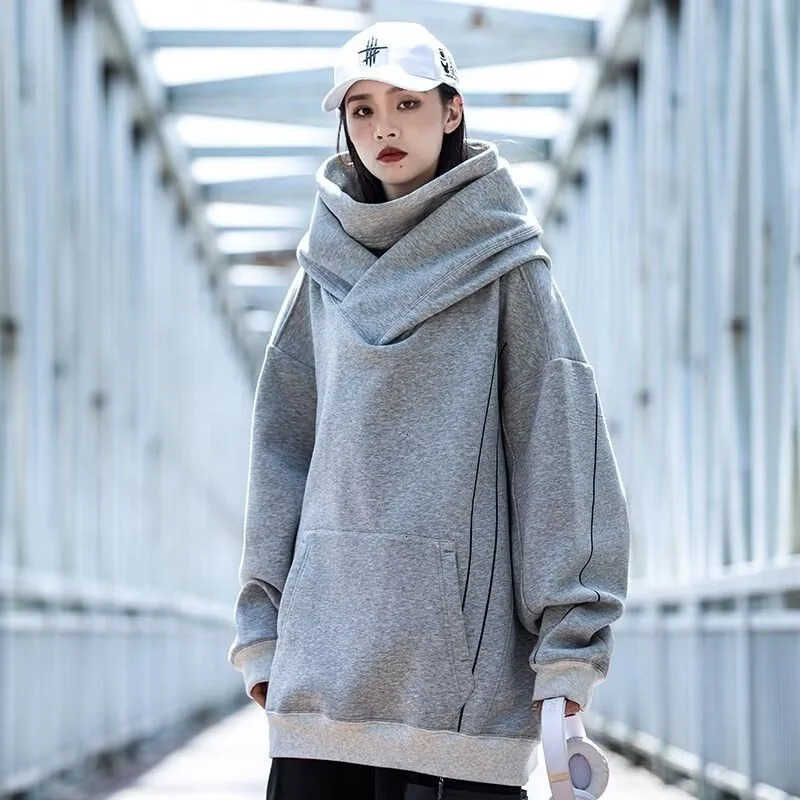 Hooded Windbreaker Turtleneck Autumn Men's Sweatshirts New Japanese Ninja Hoodies Women Line Print Oversized Y2K Vintage Hoodie C260915 C260915