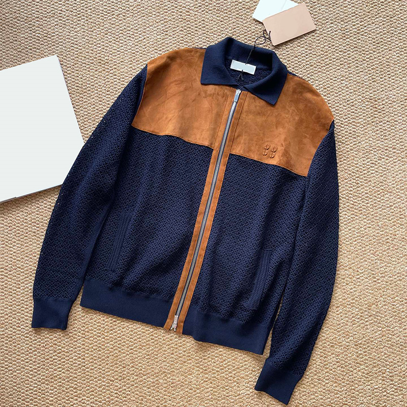 Luxury Women Hollow Zipper Cardigan Contrast Color Vintage Lapel Knitted Jacket Autumn Street Style Versatile Chic Sweater Coats