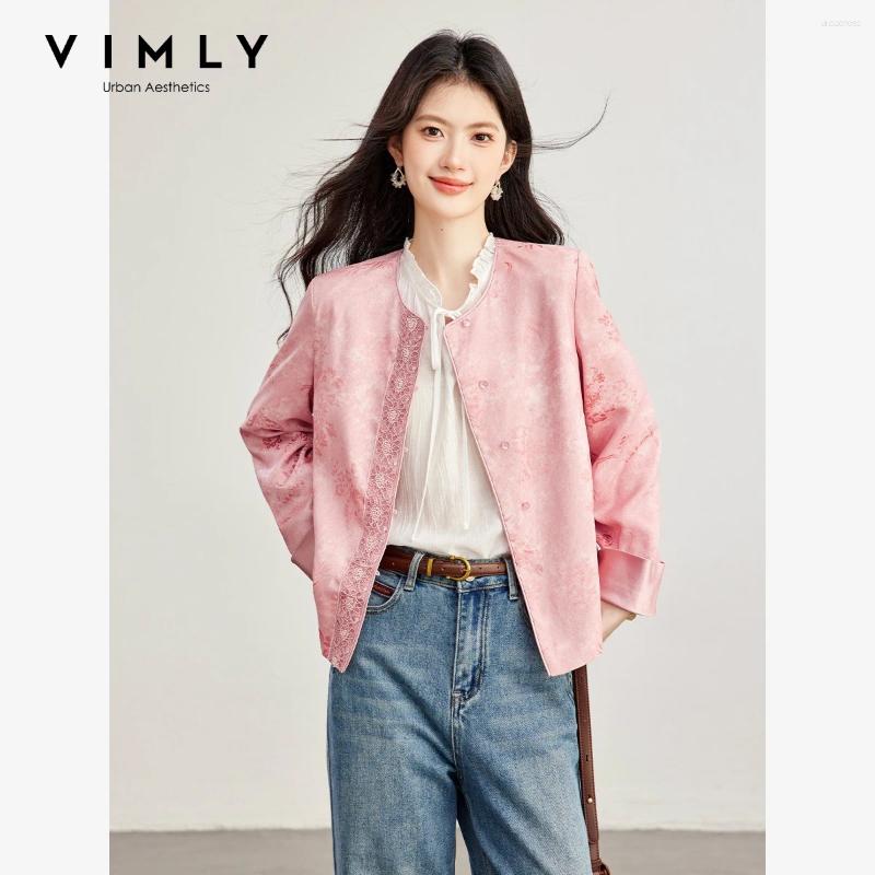 Chinese Style Jacquard Pink Coat 2026 Autumn Women Elegant Embroidered Jackets Fashion Casual Female Outwears A7309