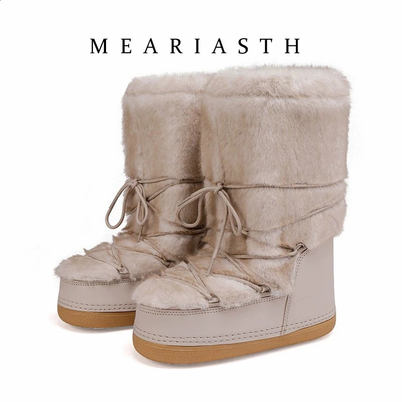 Winter Boots Women Snow Boots Mid-calf Cold-proof Antiskid Thicken Plush Waterproof Thick Platform Space Ski Boots Size 35-42 260917
