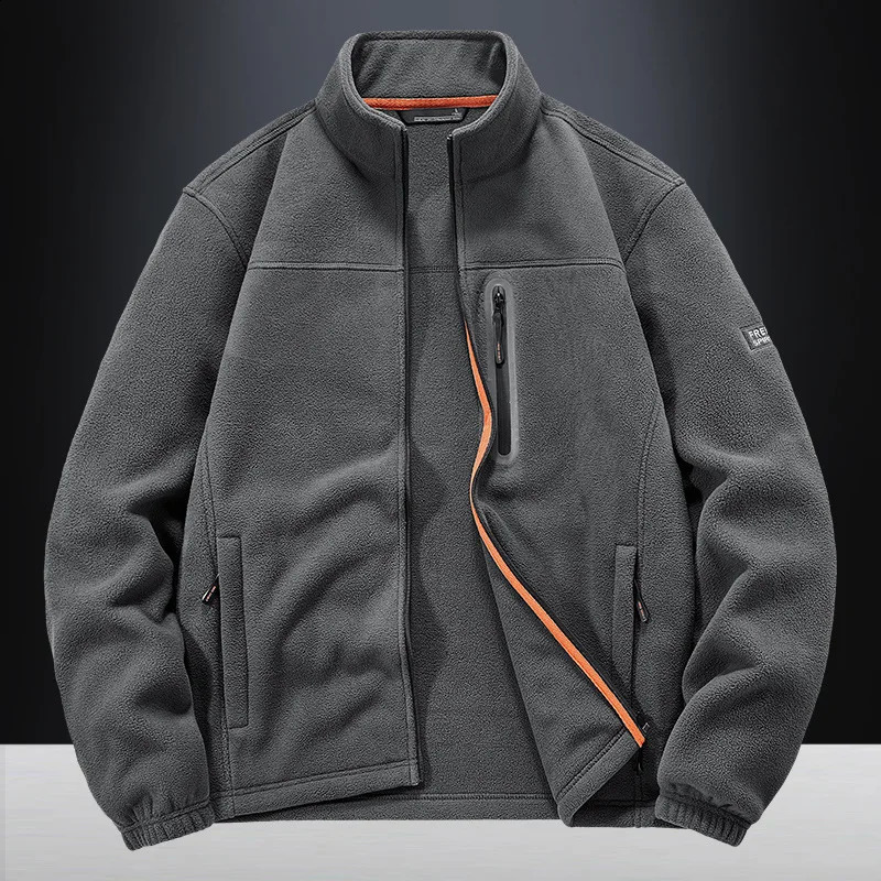 Mens parka outdoor casual standup collar fleece jacket style for spring and autumn warm with multiple pockets High quality 260918