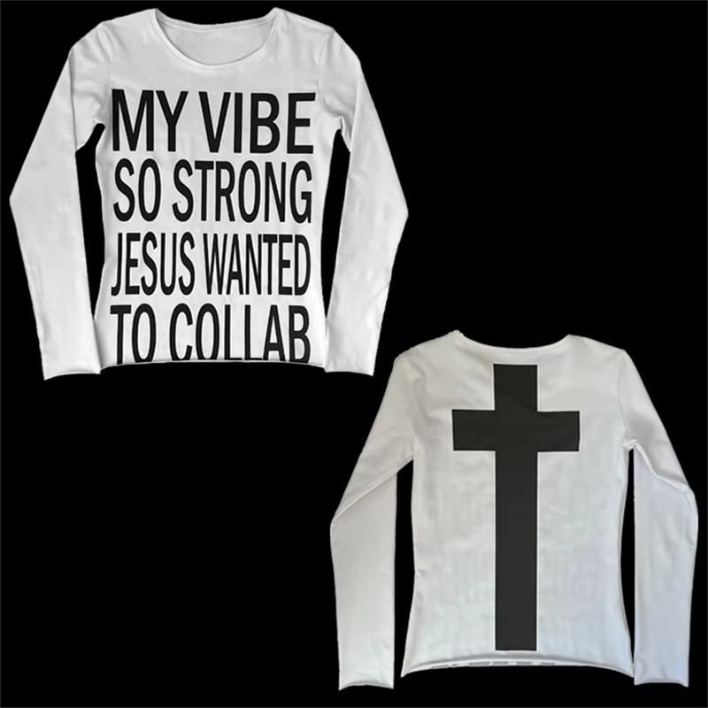 Y2k style aesthetic sweet and sexy long sleeved top for women's casual gothic punk printed T-shirt Harajuku Grunge clothes Emo 260917