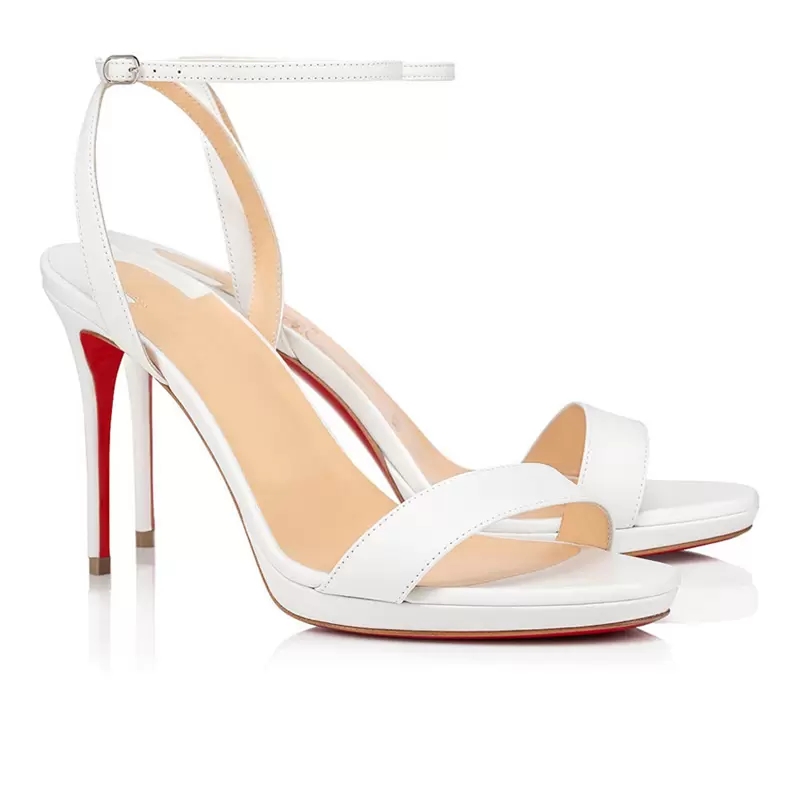 Fashion Summer Womens Red Bottoms Sandals Pumps Refined Loub Queen 120 mm Elegant Ladies Black White Khaki Leather Peep Toes Ankle Straps High Heels