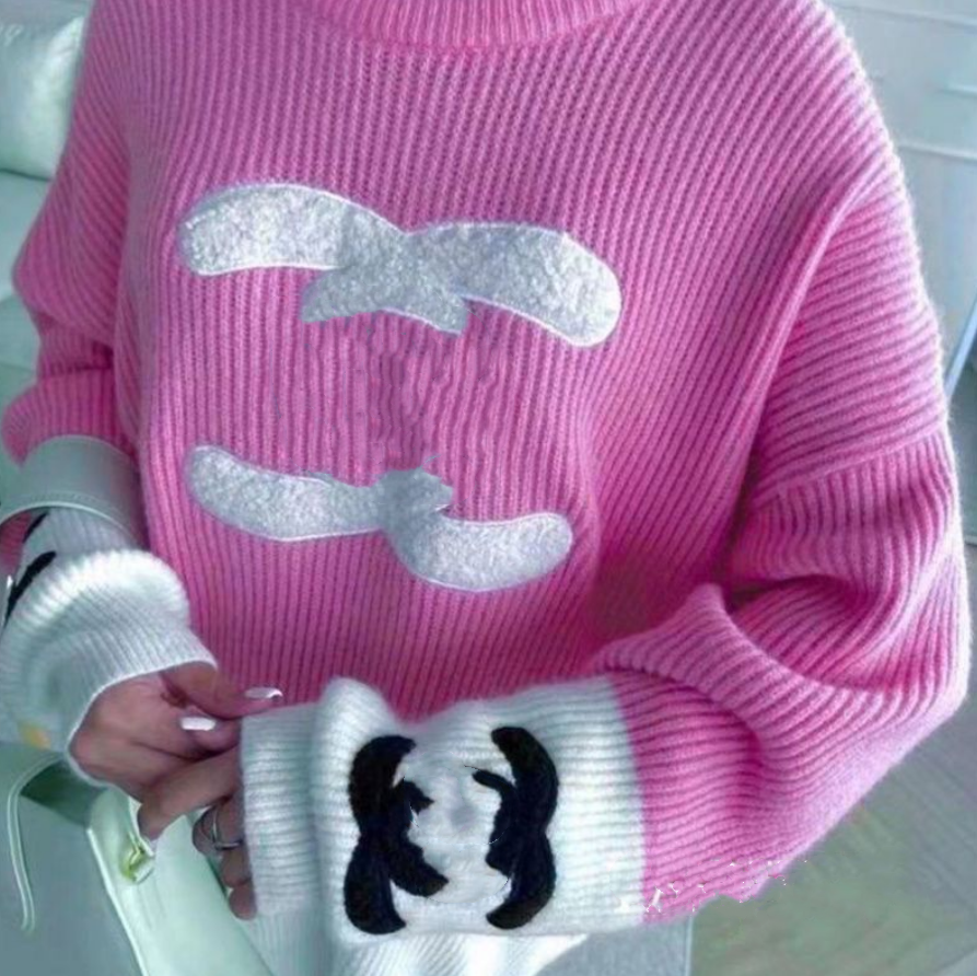 New designer's sweater high-quality round neck pullover sweater women, fashionable brand casual multi-color CC women's jacket
