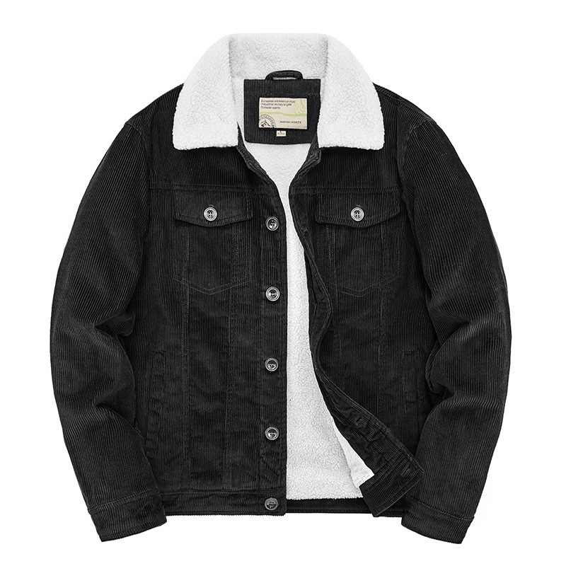 Winer Corduroy Turn-Down Collar Coon Jacke Shor Syle Fleece-Lined Thickened Coa Men's Pure Coon Plus Size Fleece-Lined aaa+