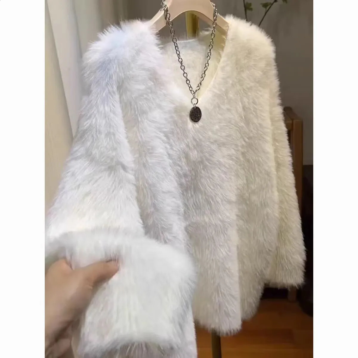 Korean Fluffy Knitted Sweater Clothes Women Casual Thick Fur Sweater Coats Pullovers Soft Long Sleeve Warm Streetwear 260917