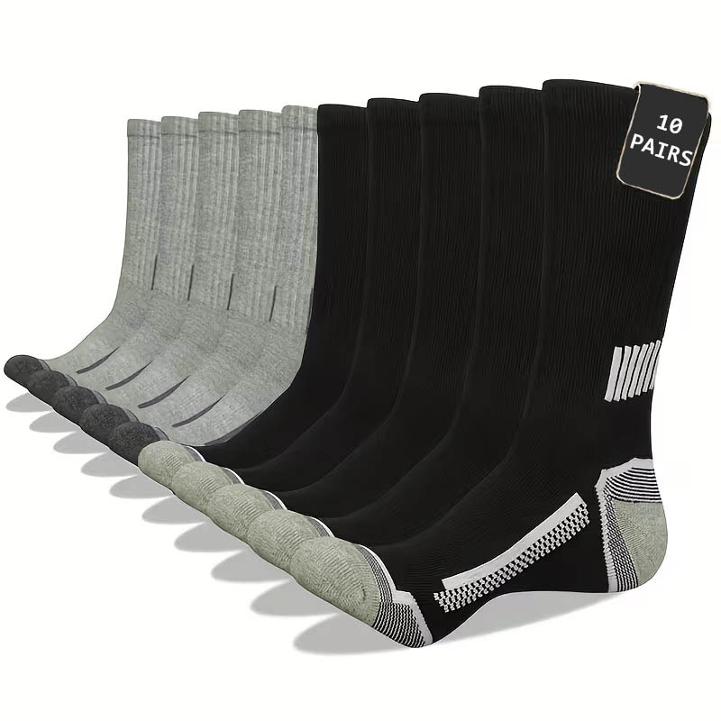 5/10 Pairs of Men's Striped Long Tube Sports Breathable Fashionable Suitable for Basketball Training Outdoor Running Socks J260918
