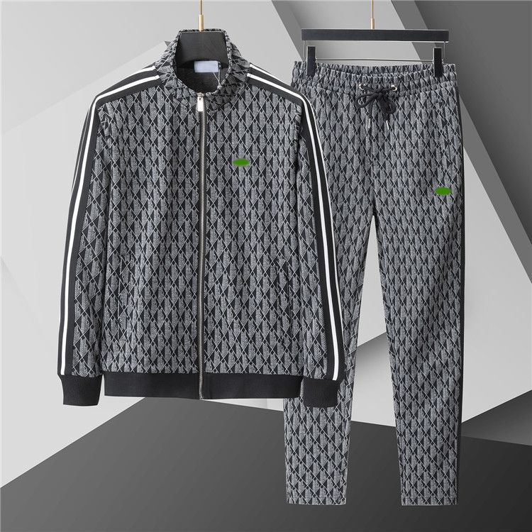 Luxury Designer Mens Clothing Sportswear Jacquard Cardigan Grid Jogging Hoodie Casual Autumn Winter Trendy Embroidery Crocodile Jacket Pant Men Zip