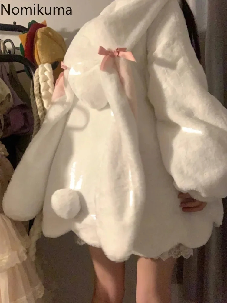 Winter Clothes Cute Jackets for Women Rabbit Ears Hooded Lamb Wool Outwear Oversized Tops Thicked Fashion Y2K Kawaii Coats 260917