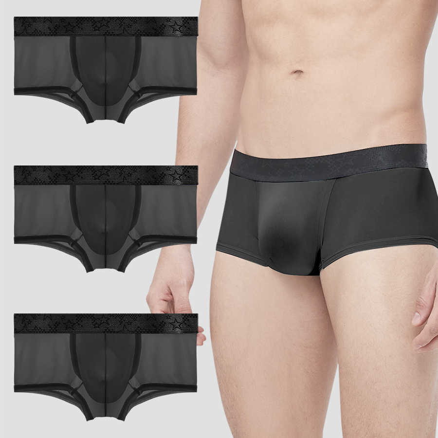underpants Spermatic Underpants Men's 3PC ice silk summer thin s' scrotal buttonstock split varicose boxer shorts D260918
