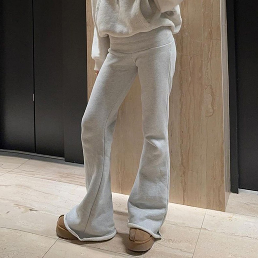 Autumn and Winter New Solid Color Thin Velvet Casual Pants Low Waist Versatile Flared Pants Slim Bottoming Sweater Trousers Women
